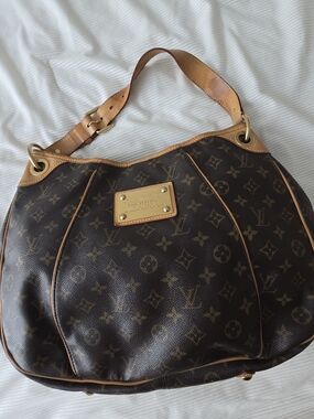 Louis Vuitton Brown Monogram Shoulder Bag with Tan Trim